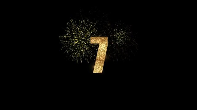 Golden Countdown with Fireworks Animation, Bonne Ann&eacute;e french greeting, Happy New Year 2026