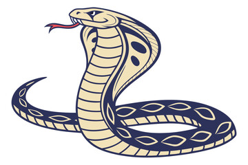 Fototapeta premium Stylized Cobra Illustration Striking a Pose A Cartoon Snake with Intricate Patterns and Bold Colors Depicting Danger and Intrigue