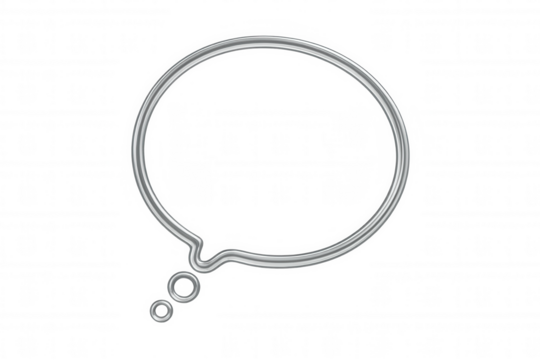 Chrome speech bubble floating, ready for inserting custom text against transparent backdrop