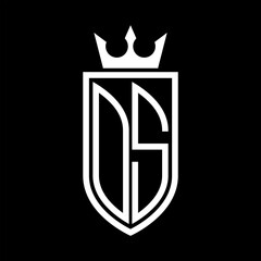 OS Vector logo of initials shield with crown and minimalist, elegant style