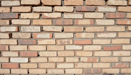 Fototapeta premium Brick wall background with various shades of brown and beige 
