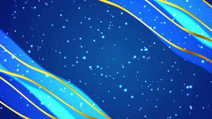 Gold wavy ornament flowing water like with particles shimmering in center bg. Glittering wedding invitations, engagement happy event announcement template. Elegant luxurious royal anniversary.