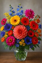 Obraz premium Vibrant Floral Bouquet high quality realistic image.