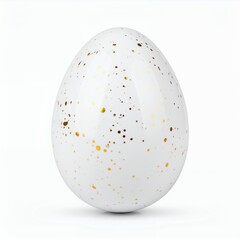 Delicate eggshell ornament speckled with golden accents, presented elegantly on white background