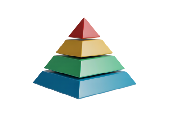 Colorful 3D pyramid diagram showcases business growth and hierarchies for success illustration