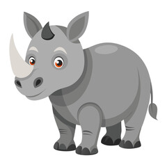 Fototapeta premium Adorable cartoon rhino illustration perfect for children's books, educational materials, or playful designs, sparking joy and curiosity about wildlife, a whimsical animal character