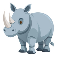 Fototapeta premium Adorable cartoon rhino illustration perfect for children's books and educational materials, conveying a fun, playful, and engaging depiction of wildlife and nature