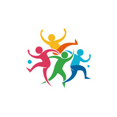 Colorful abstract figures in dynamic motion