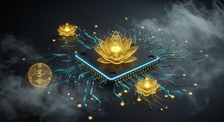 Lotus Flower Quantum Computer Circuitry