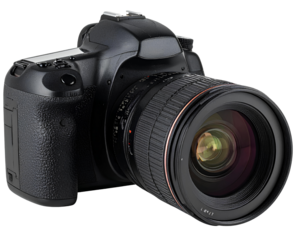 Professional DSLR Camera, isolated on transparent background 