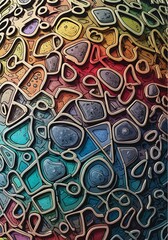 Stylized abstract pattern with a colorful organic and geometric feel