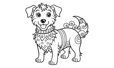 Fototapeta premium Bentley dog Kids t shirt design silhouette and vector line art, High-Quality Illustration, Ideal for Relaxation and Stress Relief, Perfect for Adult Coloring Books and Printable Art Therapy.