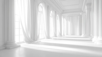 Obraz premium White hallway with sunlight