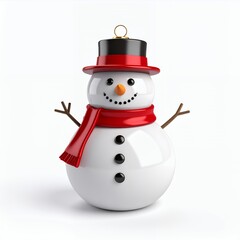 Festive snowman ornament with vibrant details brings holiday cheer on white background