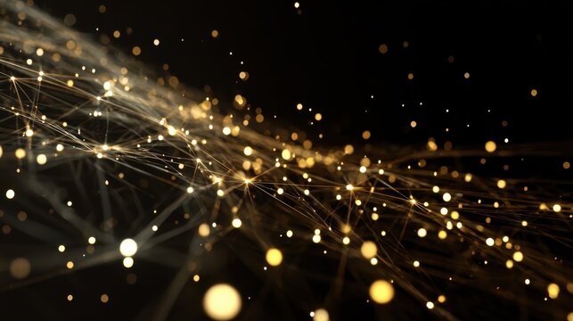 golden network glowing points lines