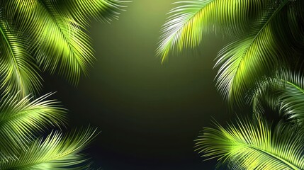 Tropical palm leaves frame