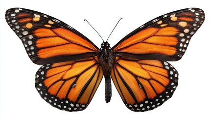 Fototapeta premium isolated monarch butterfly on transparent background detailed wing pattern insect beauty