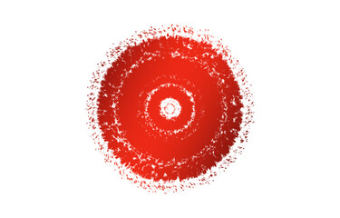 Red Circle with Textured Brush Stroke Effect on transparent  background. Abstract circular shape with a vibrant red gradient and a textured, grainy brush effect 
