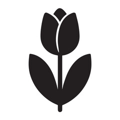 Vector art of black tulip flower, a symbol of love and passion