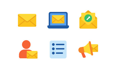 Comprehensive email marketing icons set for digital campaigns and communication design