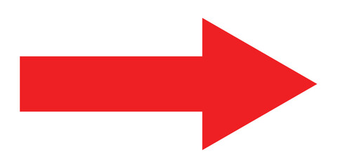 Red long line arrow icon on white background.  Arrowhead long vector icons.  Isolated  red  pointing vector arrow set.  Straight long arrow icon. 