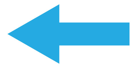 Long blue arrowhead vector icon set.  Isolated long blue arrow icon on white background. Left side directional arrows.  EPS 10. 