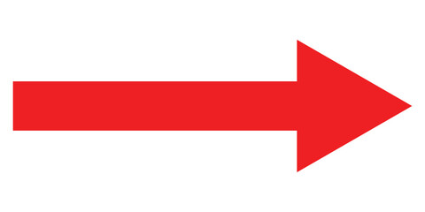 Red long line arrow icon on white background.  Arrowhead long vector icons.  Isolated  red  pointing vector arrow set.  EPS 10. 