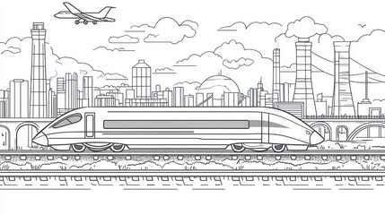 Obraz premium Urban high speed train illustration