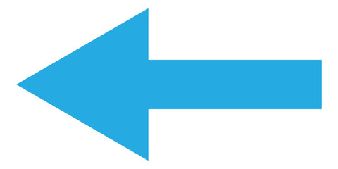 Obraz premium Long blue arrowhead vector icon set. Isolated long blue arrow icon on white background. Left side directional arrows. EPS 10. 