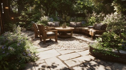 Obraz premium sunny garden patio design