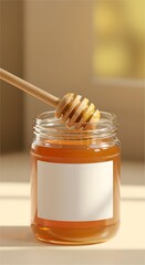 Honey Jar with Wooden Dipper.