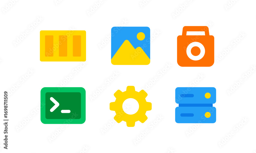 Wall mural containerization icon set for modern technology interfaces and digital applications