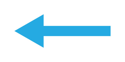 Long blue arrowhead vector icon set.  Isolated long blue arrow icon on white background. Left side directional arrows. EPS 10. 