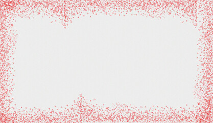 Softly blurring pink and red confetti border frames a blank white space for text or design