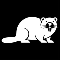 Minimal black silhouette of a beaver, flat design.

