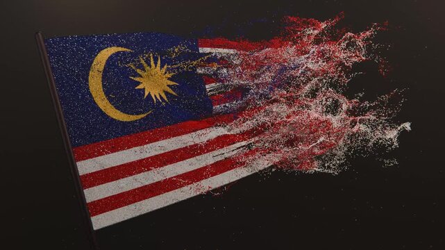Particle flag animation of Malaysia. Federation of Malaysia flag animation. Waving flag video of Malaysia