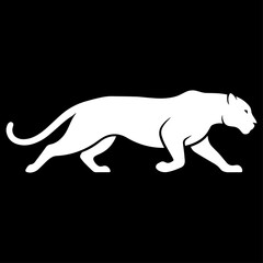 Minimal black silhouette of a jaguar, flat design.
