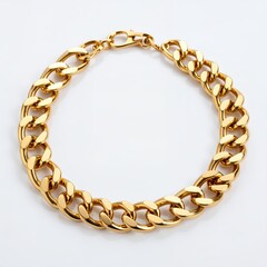 Obraz premium Elegant golden curb chain bracelet, shining with subtle links creating luxury jewelry on white background