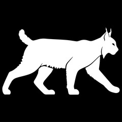 Black silhouette of a lynx, flat vector style.
