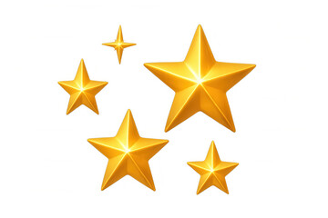 Obraz premium Five golden shining stars floating on a transparent background, perfect for festive decorations and celebratory designs