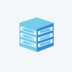Isometric Illustration of a Digital Data Server Cube Suitable for Technical Designs