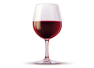 A single elegant wine glass filled with rich red wine isolated on a clean white background with a subtle shadow