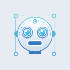 Stylized Robotic Face in Blue Tones Depicting Artificial Intelligence and Futuristic Technology