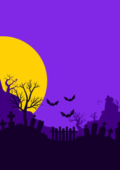 Dark and spooky Halloween background vector flat style design. Perfect for Halloween party invitations, seasonal banners, posters, web backgrounds, and social media templates.