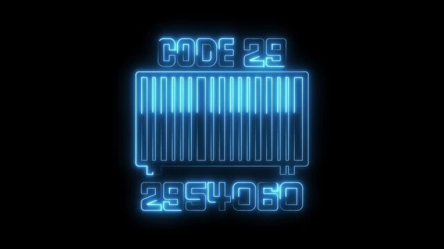 Glowing barcode scanner with product number and code twentynine on a black background