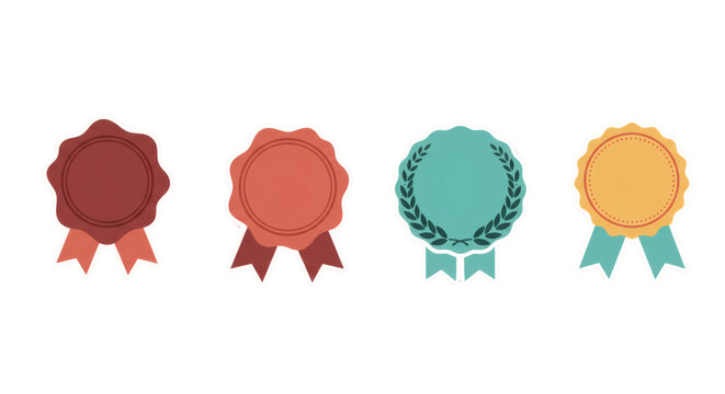 Award Seals and Ribbons Colorful Achievement Badges