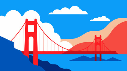 Illustration of a bridge with clouds above