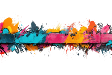 Colorful abstract Graffiti art with City Skyline behind for a modern urban design with paint dripping, vibrant colors and unique background design