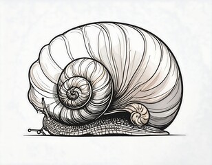 Detailed illustration of a large snail shell