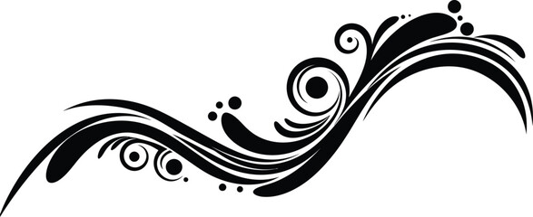 abstract wave design with swirls and dots silhouette on transparent background